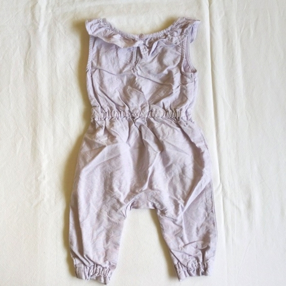 joe fresh pastel lilac cotton ruffle sleeveless jumpsuit 6-12 months baby girl - Picture 6 of 7